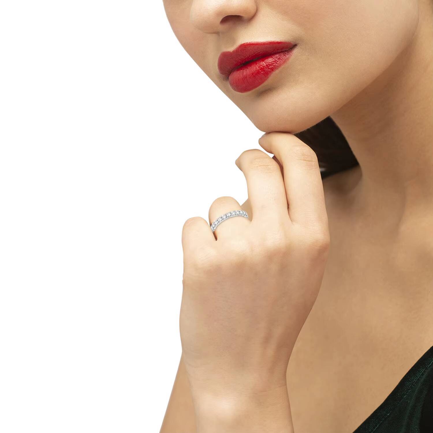 200ct White Gold Diamond Eternity Wedding Band Statement Ring with Cut Zircon Rhodium Plated Inlay Technology