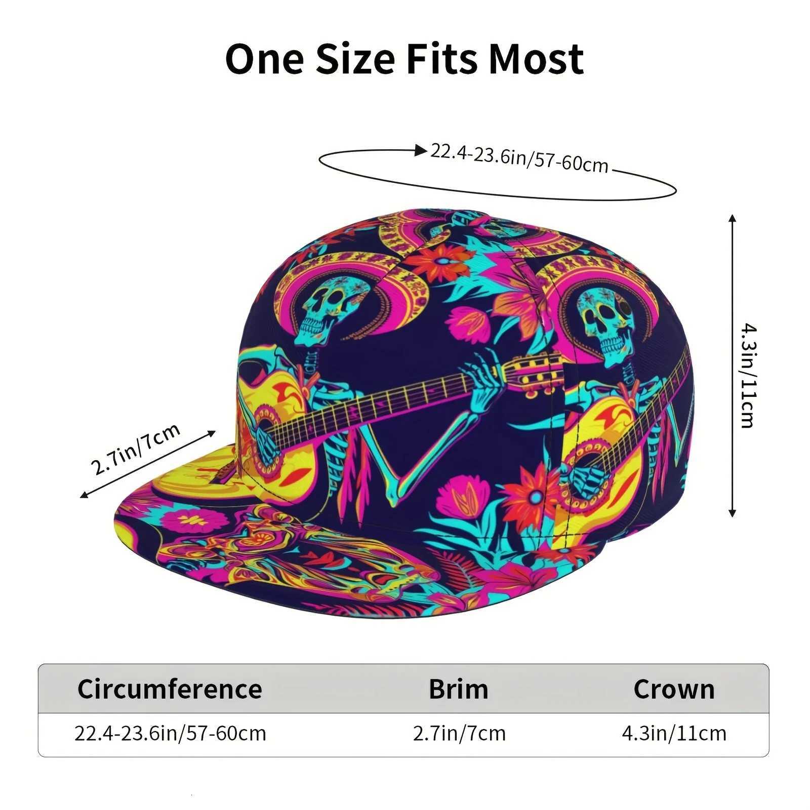 Breathable Polyester Skeleton Guitarist Cap Adjustable Breathable Polyester Skeleton Guitarist Snapback Baseball Cap S260306