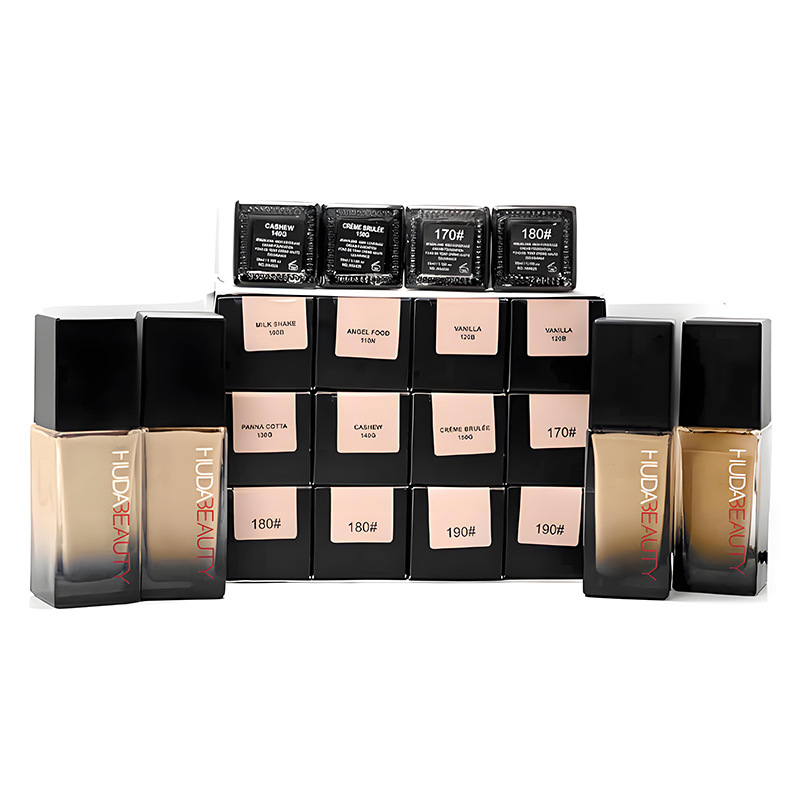 HUDA BEAUTY Stay Blur Fluid Foundation 24HR Matte Finish Foundation Powder with SPF 50 PA+++ Base Foundation Makeup Long-Lasting All-Day Flawless Matte Look