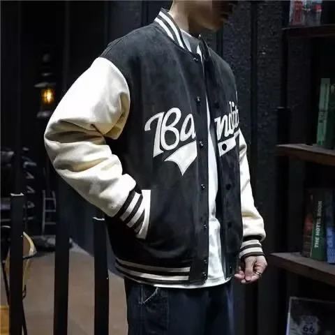 MeTrendy Oversize Jacket Men Spring Autumn American Style Vintage Chamois Leather Velvet Jacket Trendy Vintage Baseba 260306