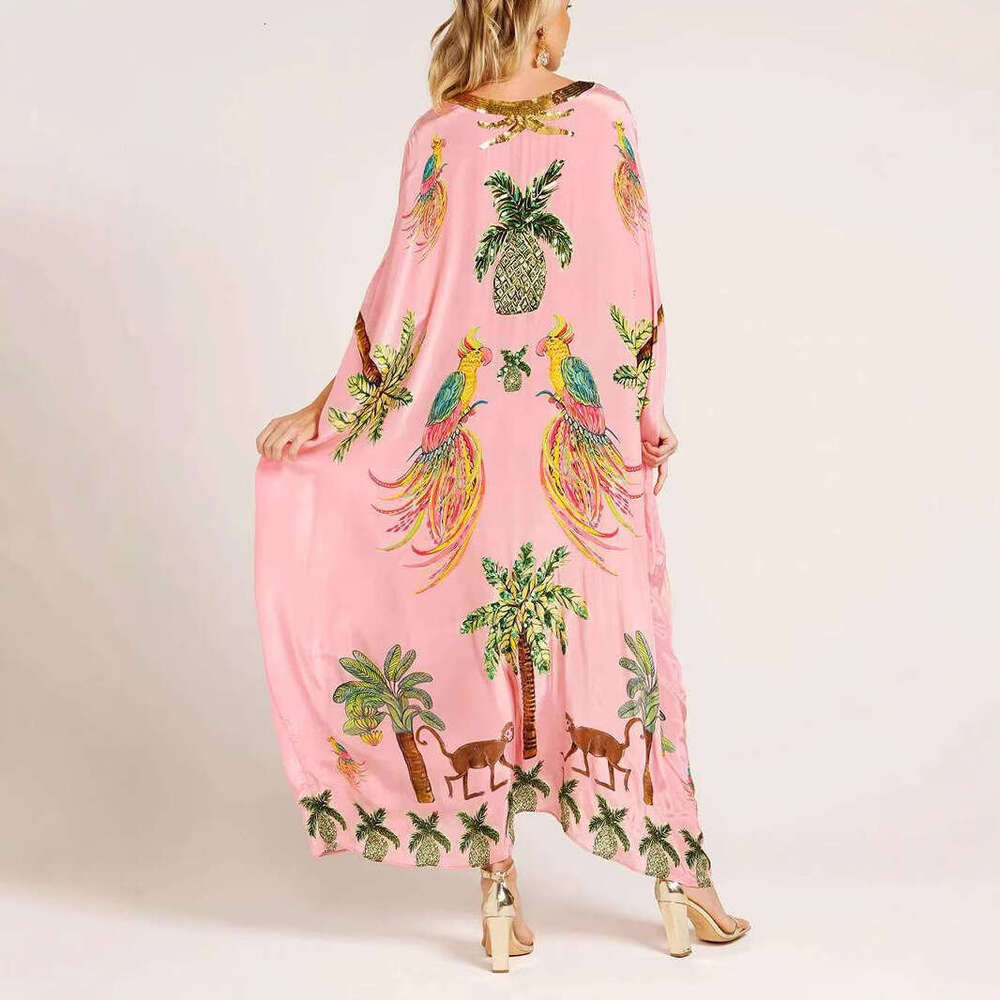 Cross-border women's clothing 2026 European and American new spring V-neck printed loose fashion dress