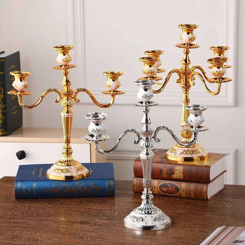 3 5 Arms Alloy Candle Holder Wedding Restaurant Hotel Centerpieces Practical Candlestick for Home Candlelight Decoration XJ260305