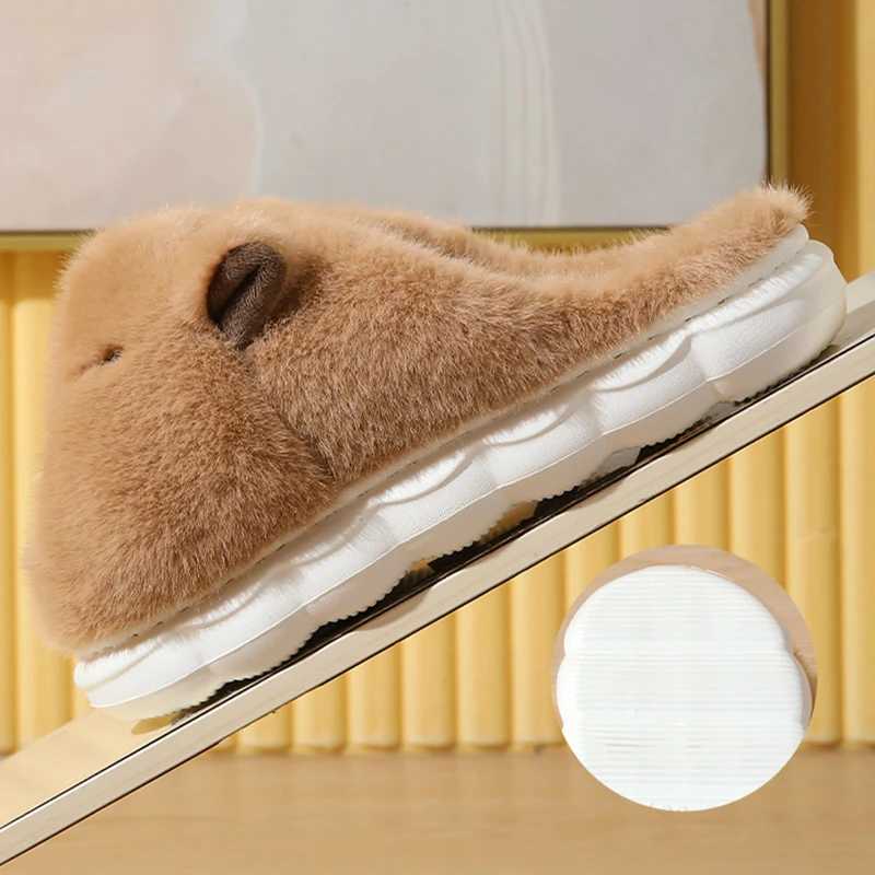 Cute Capybara Cotton Slippers Women Autumn Winter Indoor Soft Sole Warm Fur Slides Woman Comfort Non Slip Home Slippers Female S260305