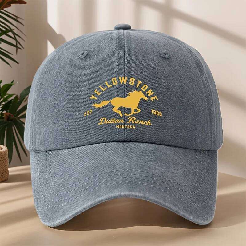 Yellowstone horse print baseball cap,classic retro duckbill cap,comfortable sweat absorbing breathable cap,outdoor casual sports Y260304