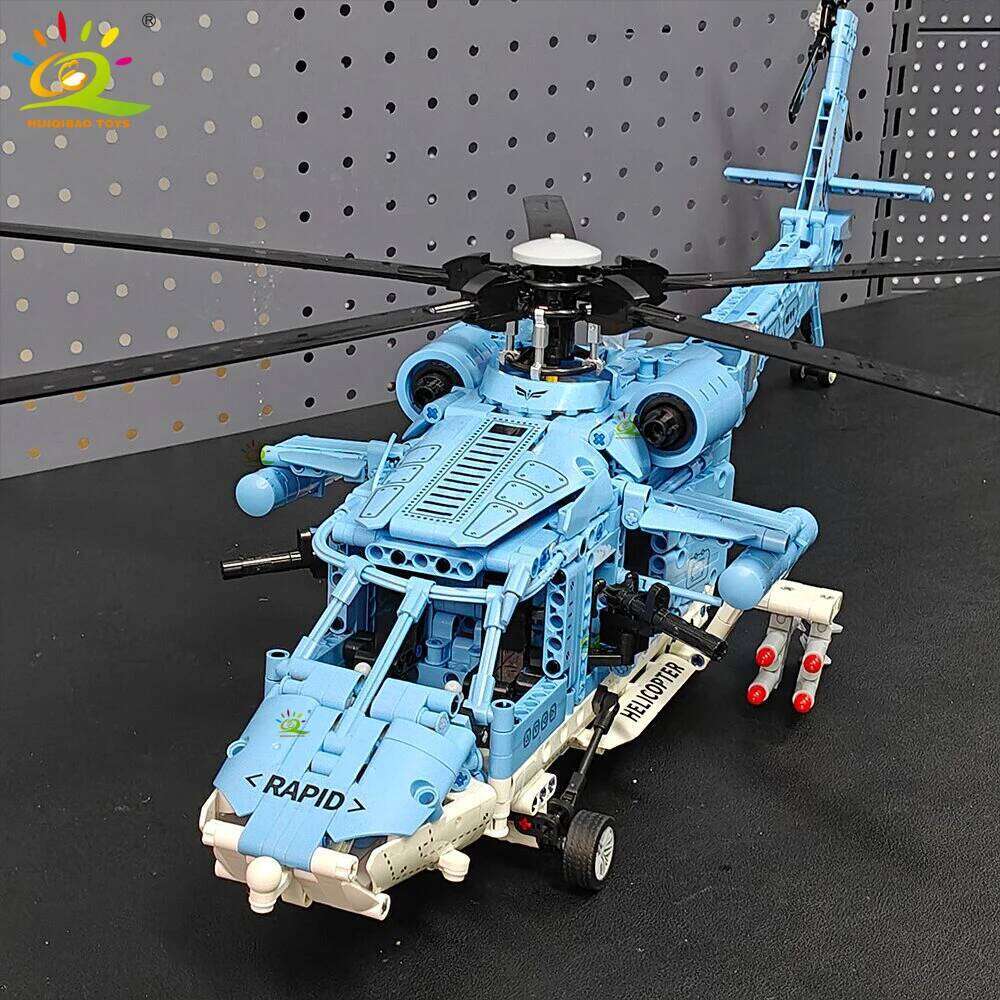HUIQIBAO 1389PCS WW2 Military Helicopter Gunship Building Block Set for Children Airplane Weapon Bricks Toy Brick home Decor. Z260306