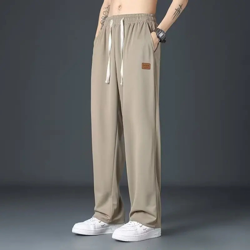 Casual long pants for boys ice silk quick drying pants for spring and summer thin trendy straight tube loose hanging 260306