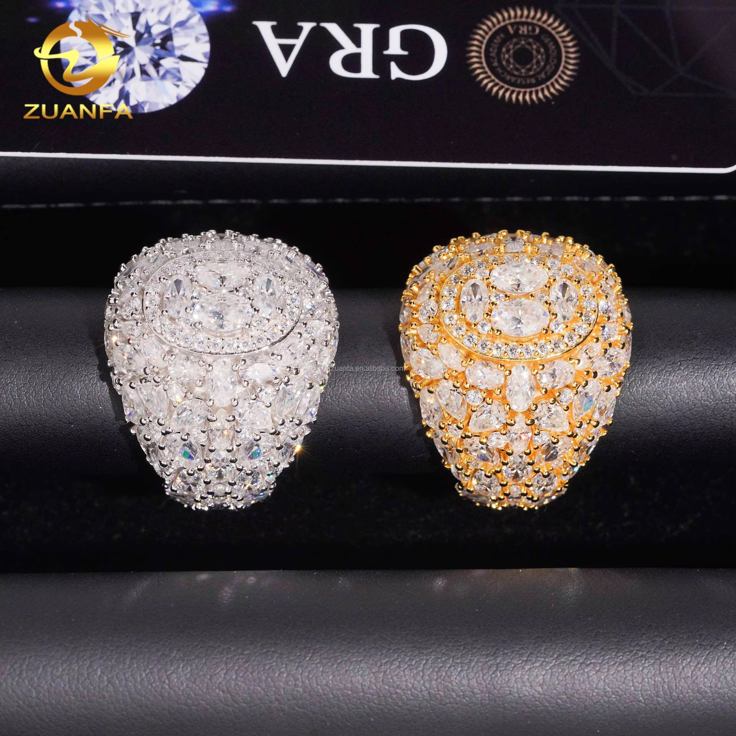 New Arrivals Bulk Stock Fashion Fully Iced Out Hip Hop OvalMarquisePear Vvs Moissanite Diamond 925 Sterling Silver Man Ring