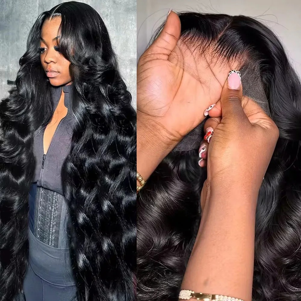 Brazilian Remy Human Hair Body Wave 13x4 13x6 HD Transparent Lace Front Wig Human Hair Pre Plucked Wear and Go Wig for Women 220% Density