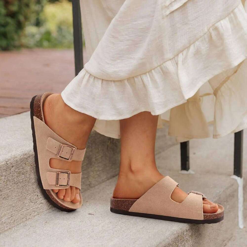 Litfun Classic Cork Sandals For Women Men Fashion Adjustable Slides Anti-slip Rubber Insole Unisex Slippers With Arch Support