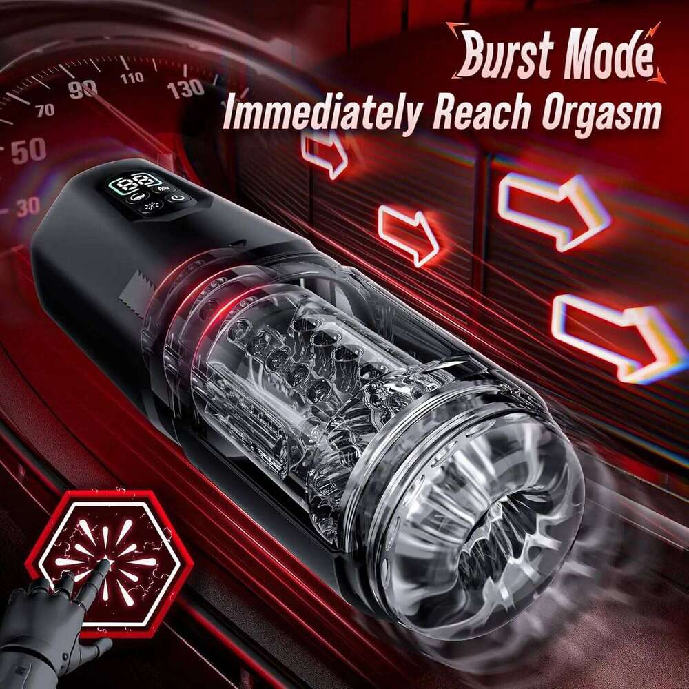 Automatic Masturbator Stroker Adult Toys with Thrusting Rotating 7 Licking Vibrating Modes Hands-Free Sex Machine Pocket Pussy W260305