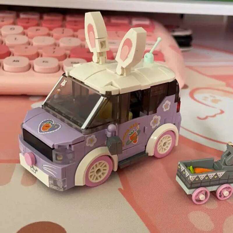 Rabbit Building Block Set DIY Cartoon Car Model Assembly Bricks Children's Toy Gift Suitable for Home Decoration Ornaments Z260306