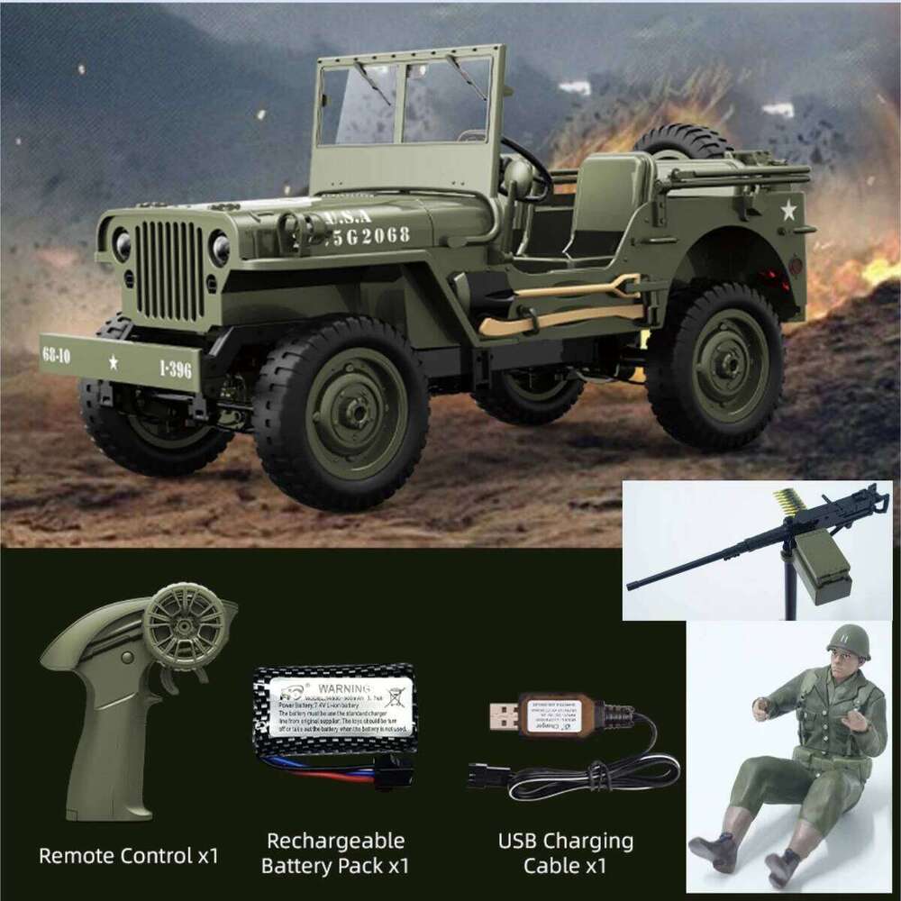Upgrade JJRC C8815 1:10 Military RC Truck 1940 Willys Jeep 2.4G 4WD Remote Control Car Vehicle Model Toy Gift for Kids C260305