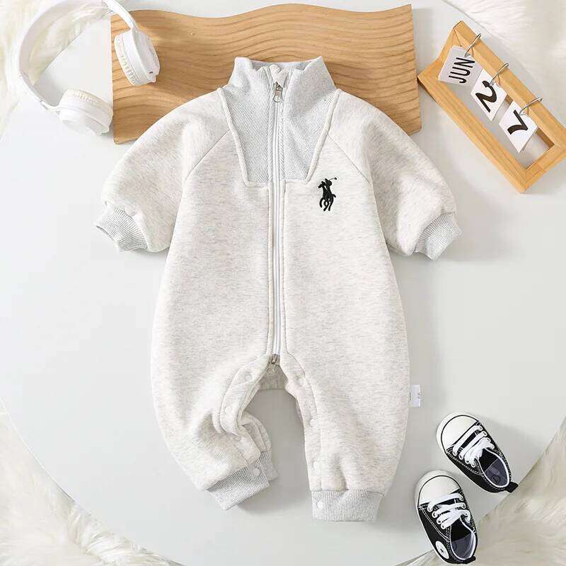 Infant Baby Clothes Fleece-Lined Winter Romper with Zipper Thickened Warm Old Money Style Outfits for Newborn Girls Boys66-100 Z260306