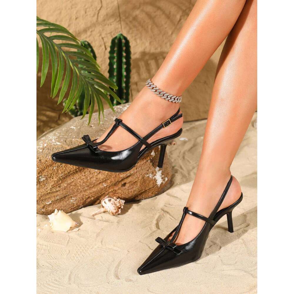 2025 Women's Single Shoes Sandals Spring Fashion Pointed Toe Slingback Summer Ladies Shallow Vamp High Heels