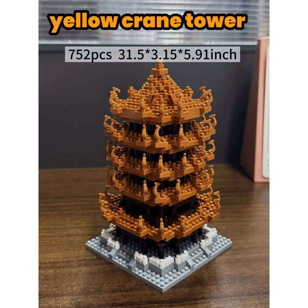 Yellow Crane Tower Miniature Building Blocks Chinese Architecture Model Educational DIY Toy Gift for Kids Adults Z260306