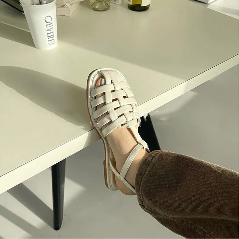Women Sandals Summer Fashion Outdoor Beach Casual PU Leather Buckle Women Shoes Retro Flat With Ladies Romanas Mujer 260305
