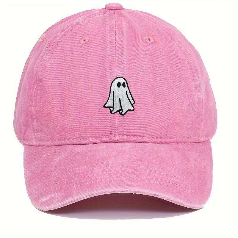 Halloween Embroidered Baseball Hat with Cute Ghost Pattern Simple Style Suitable for Men and Women Y260304