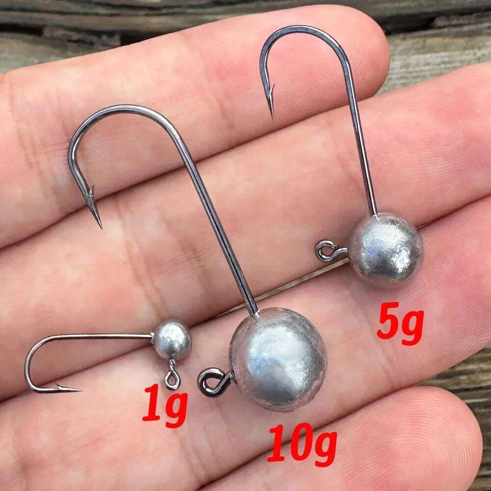 5-20Pcs Metal Jig Head Hooks 1g 3.5g 5g 7g 10g Shank Barbed Root Ned Rig Fishing Soft Lure Kit Tackle Pesca Gear Carp Fishhook S260305