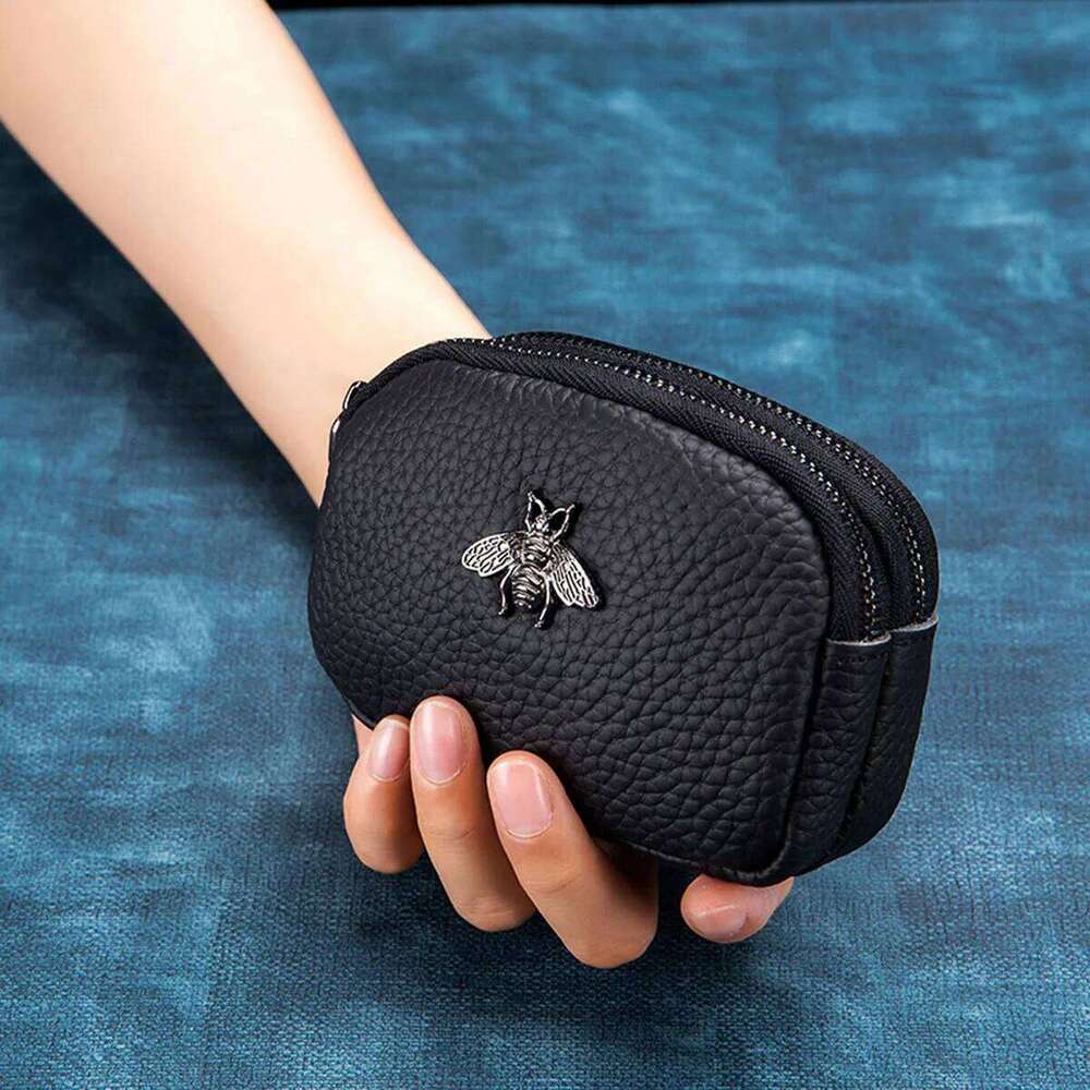 Mini Purse for Women Leather Simple Double Zipper Cute Coin Bag Compact Money Holder C260304