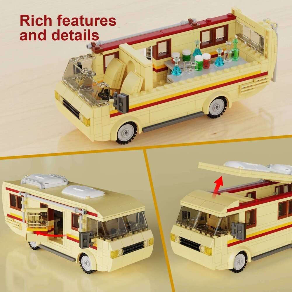 CLassic Breaking Bad Cooking Lab RV Car Pinkman Edacational Building Blocks Walter White Vehicle Toy with Parper Instruction Z260305