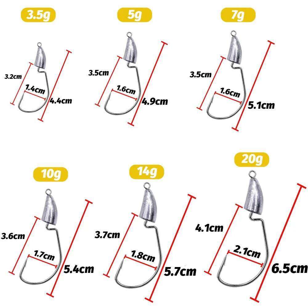 10PCS Metal Jig Head Worm Hook 3.5g 7g 10g 20g Weight Crank Fishhooks Gear Sinker Pesca for Lure Texas Rig Fishing Tackle Kit S260305