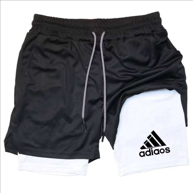 Men'S Compression Summer Gym Fitness Running Training Sports Two-In-One Mesh Breathable Quick-Drying Shorts