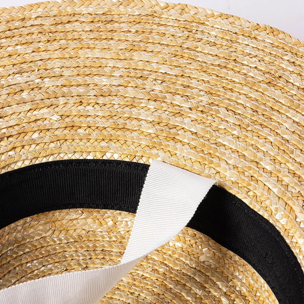 USPOP Spring and Summer Fashion Casual Ribbon Wide Brim Straw Flat Hat Lace-up Beach Hat 260228