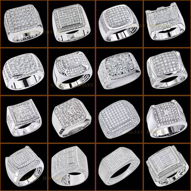 Custom Fashion Fine Jewelry Three-Dimensional Circular Design Ring 925 Silver Iced Out Moissanite Diamond Hip Hop Ring