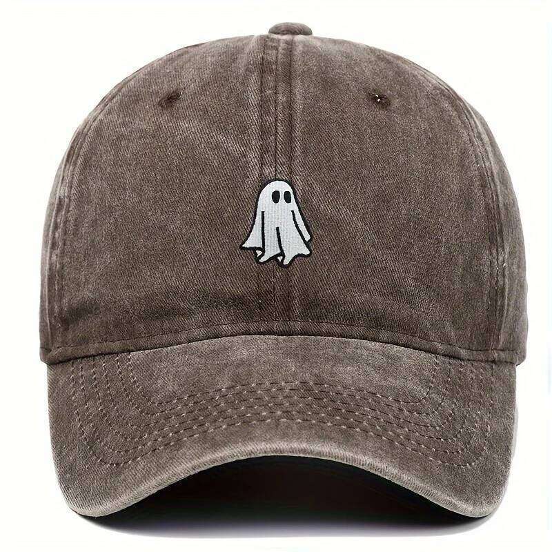 Halloween Embroidered Baseball Hat with Cute Ghost Pattern Simple Style Suitable for Men and Women Y260304