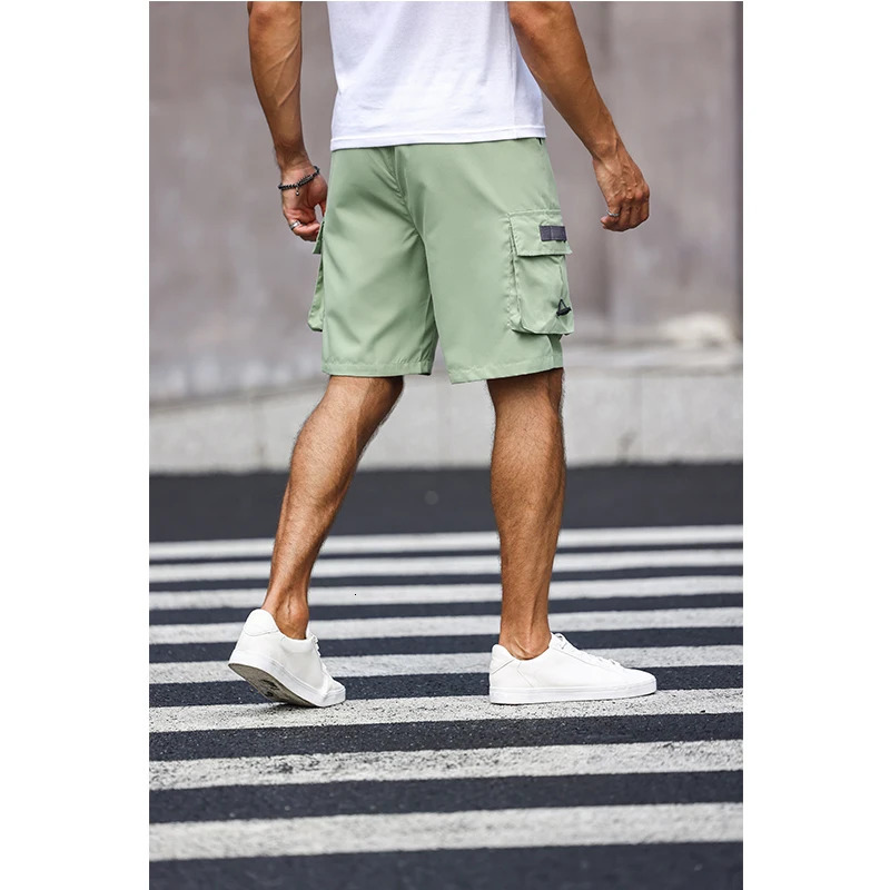 Mens Multicolor Drawstring Cargo Shorts Solid Color Pants with Pockets Casual Summer Shorts 260306