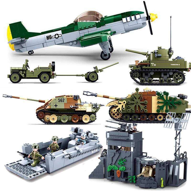 Military German Army Atlantic Fort Bastion MOC Building Blocks Set Weapon War Chariot Soldier WW2 Bricks Classic Model Kids Toys Z260306