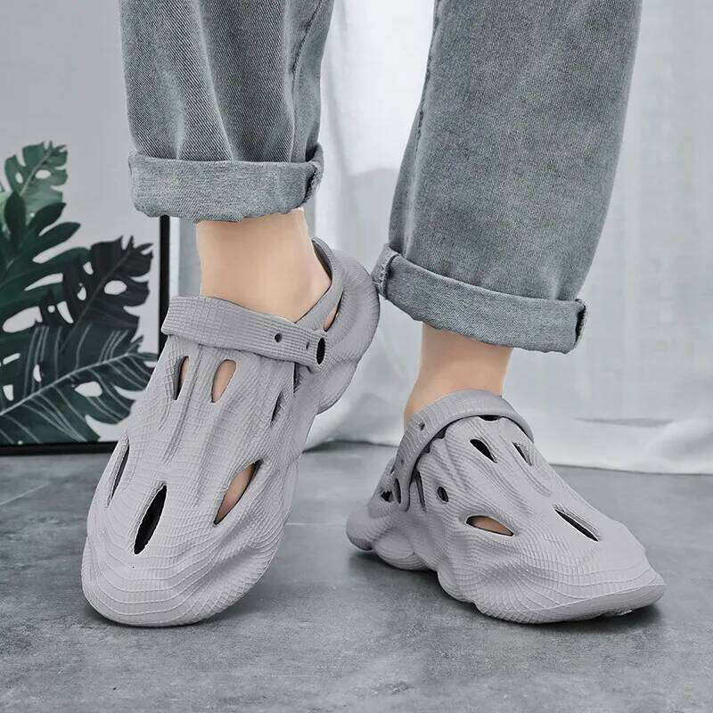 Litfun Summer Clogs Sandals For Men New Outdoor Soft Botton Beach Slippers Anti-slip EVA Garden Fashion Hollow Hole Shoes