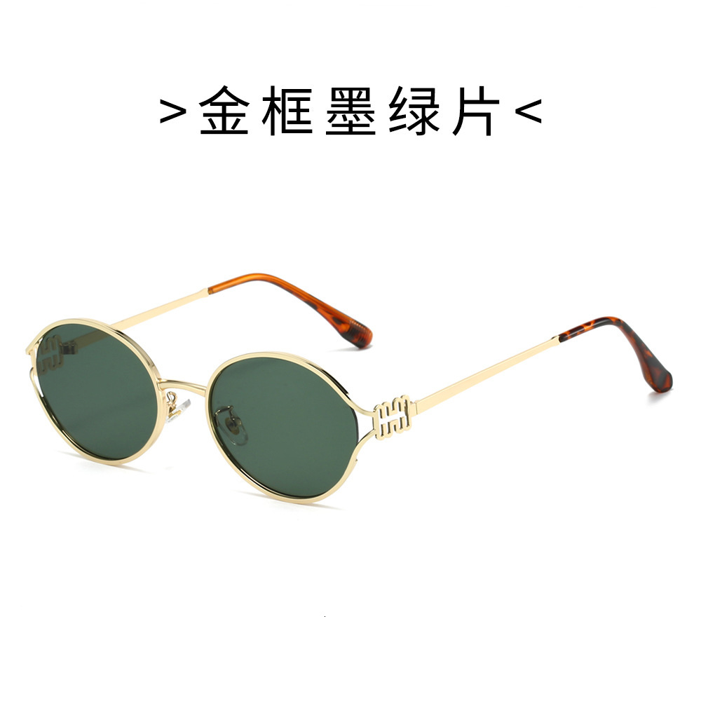 25 new frame metal sunglasses for women, fashionable and high-end, anti-blue light, round frame, unique design