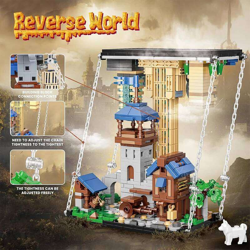 Creative Anti Gravity DIY Reversed World Medieval- Modern City Desktop Decor Sets Assembly Building Block Toys For Children Gift Z260305