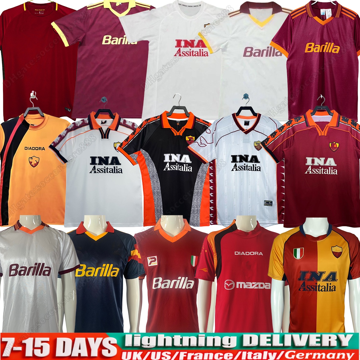ROMA Retro soccer jerseys Top 00 01 02 Retro TOTTI football shirt 89 90 91 92 94 95 96 98 99 BATISTUTA jersey Classic maillot de foot Nakata Montella