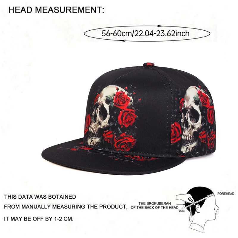 2025 Creative New Flat brimmed Hat Printed Skeleton Street Personalized HipHop Hat Daily Decoration Sunshade Baseball Hat Unisex S260306
