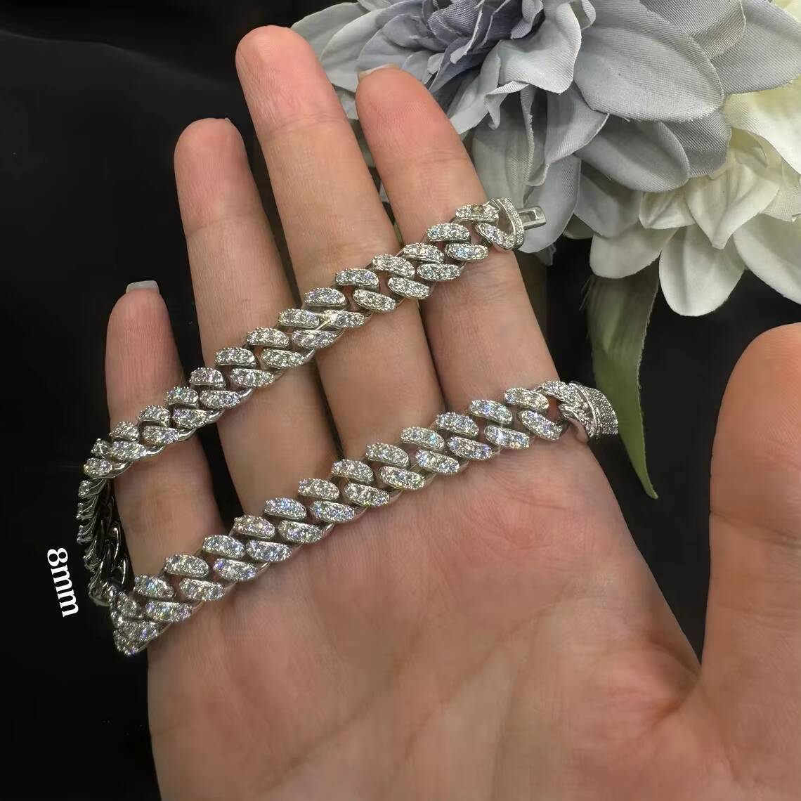 Charm Jewelry Punk Hip Hop 925 Silver Chain VVS Moissanite Cuban Link Men Bracelet