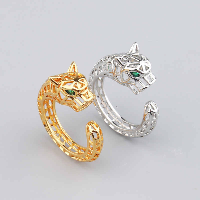 Bracelet Style Bold Punk Hollow Leopard Ring Set Bracelet For Men Women, Unique And Domineering Open Bracelet Jewelry