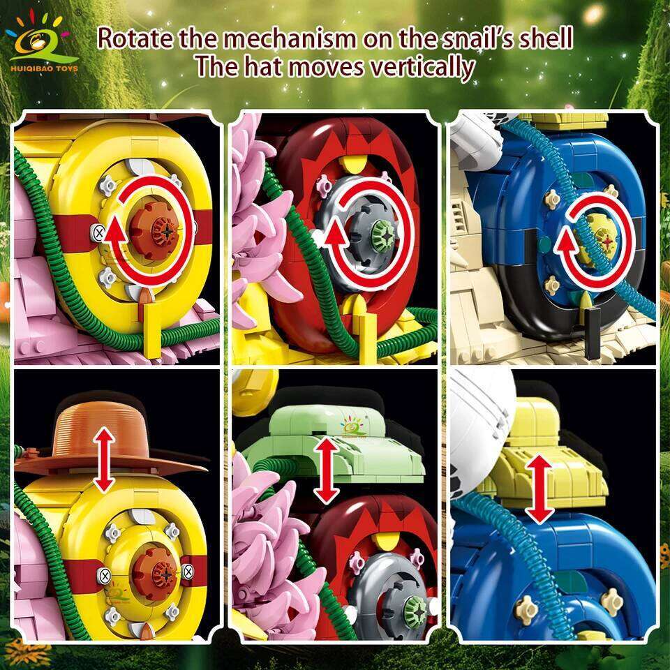 HUIQIBAO MOC Snail Insect Model Building Block Phone Bug Series Bricks Set Construction Toy For Children Desk Home Decoration Z260306