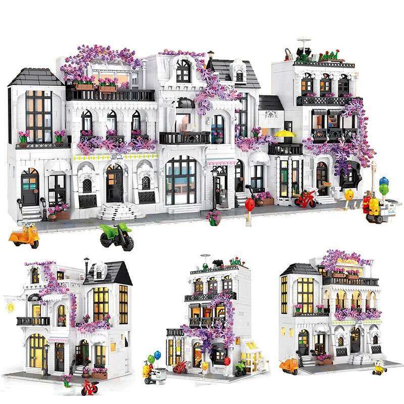 Creative Style Architecture Building Blocks Model European Flower Street Series MOC Villa Ideas Brick Boy Toy for Adult Z260306