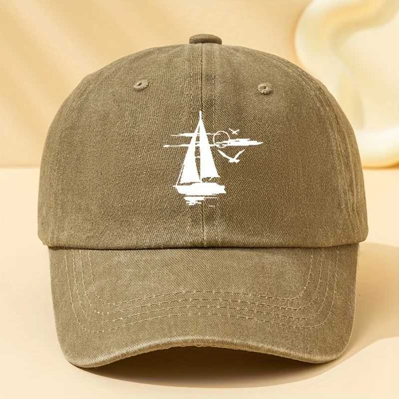 Sailing printed retro washed baseball cap with soft fabric suitable for outdoor camping cycling and casual street wear S260306