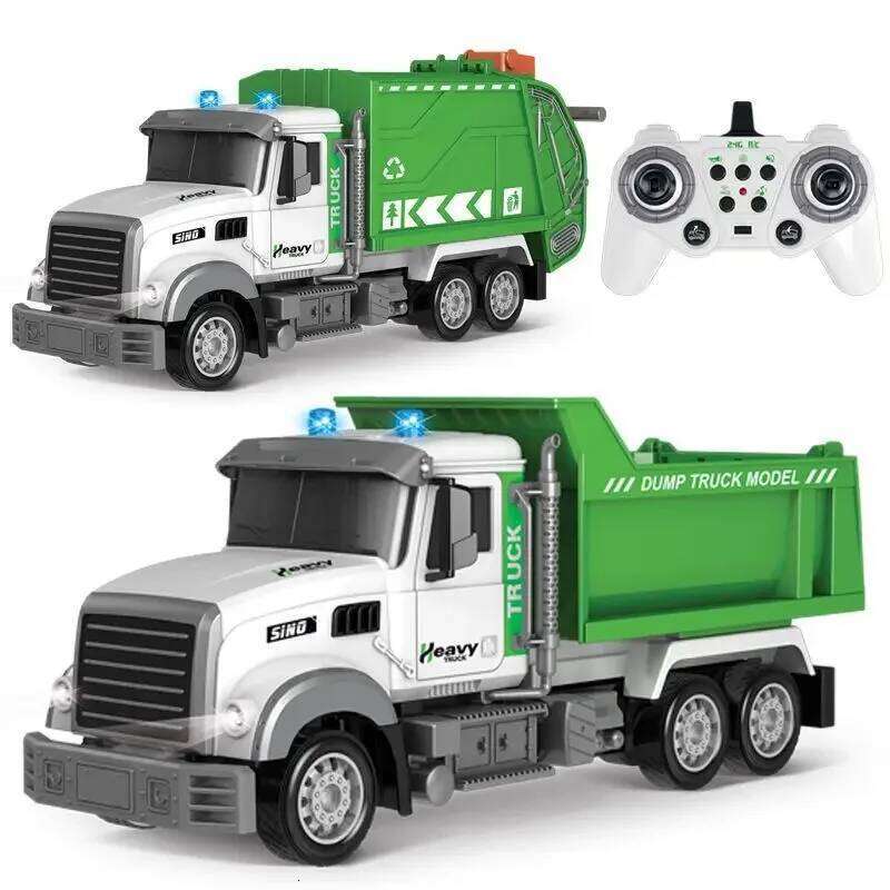 Rc Garbage Truck 1/12 Toy with Lights Scale Radio Controlled Car Sanitation Vehicle Recycling Cars Early Learning Boys Toys C260305