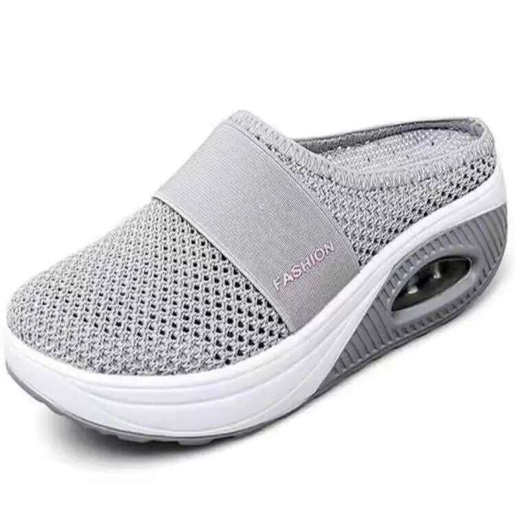 Slip-On Women'S Walking Sandals,Breathable Mesh Casual Breathable With Arch Support Knit Shoes Thickened Soft Sole