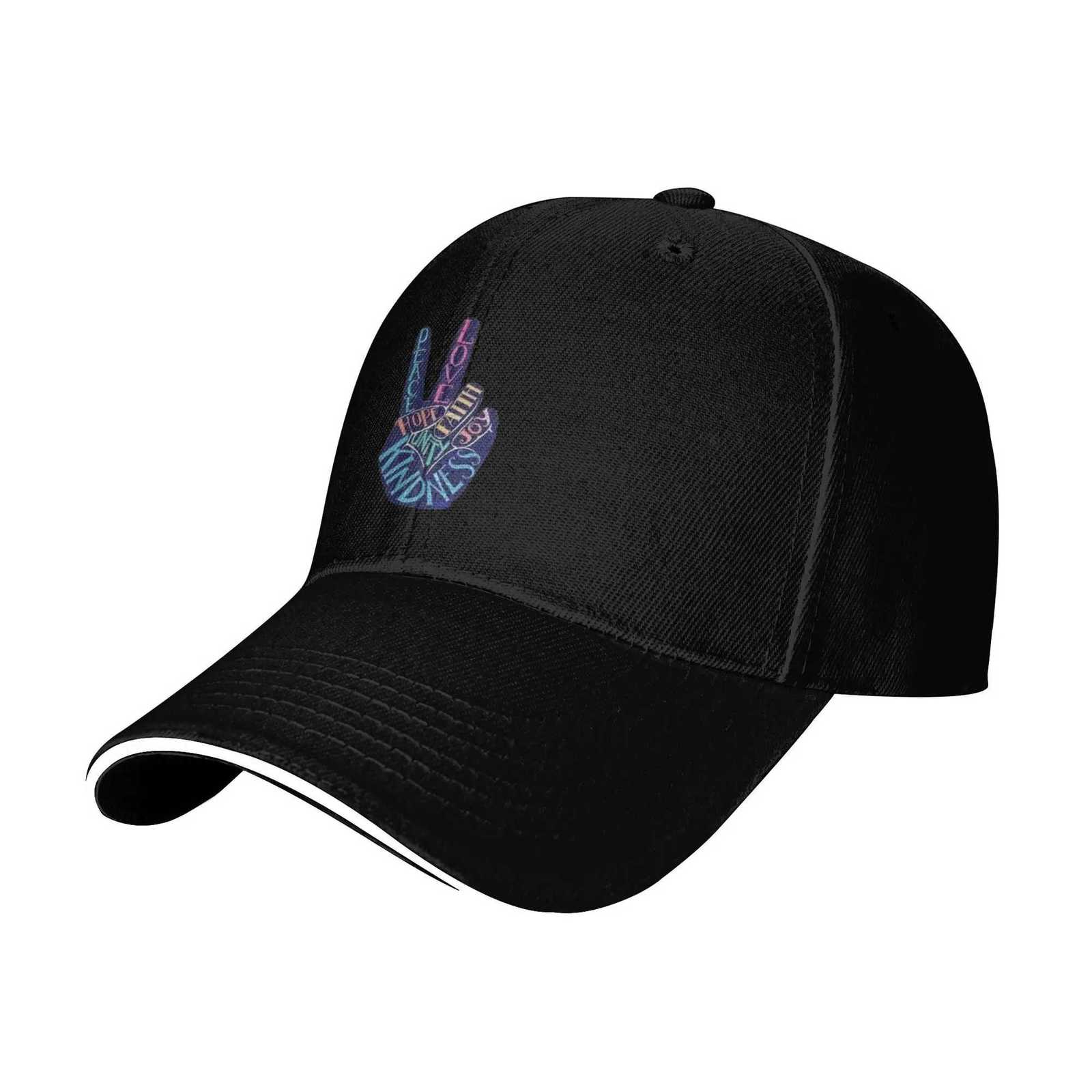 Peace Love Kindness Graphic Baseball Cap Polyester Adjustable Outdoor Unisex Adult Sports Cap S260306