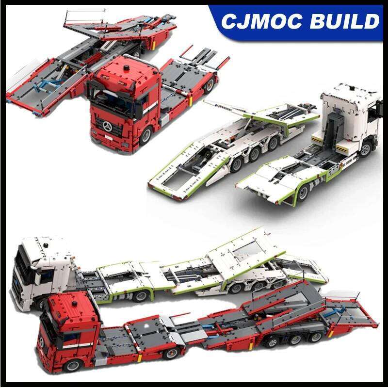 Transporter Truck Lengthened Trailer Model Building Block Technology vehicle Car Bricks DIY Assemble Toys Kid Gift MOC-150467 Z260306