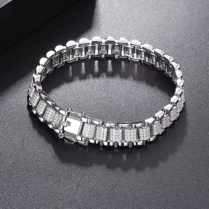 custom bracelets 925 Sterling Silver Mens Moissanite Bracelet 224ct Cuban Link Chain Tennis Bracelet