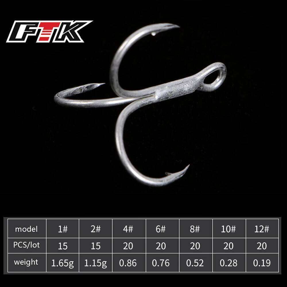 FTK Fishing Baitholder Fly Tying Treble Bass Sharp Barbed Hook Lure Holder Set Saltwater 15/20pcs Needle Fishhook 709 S260305