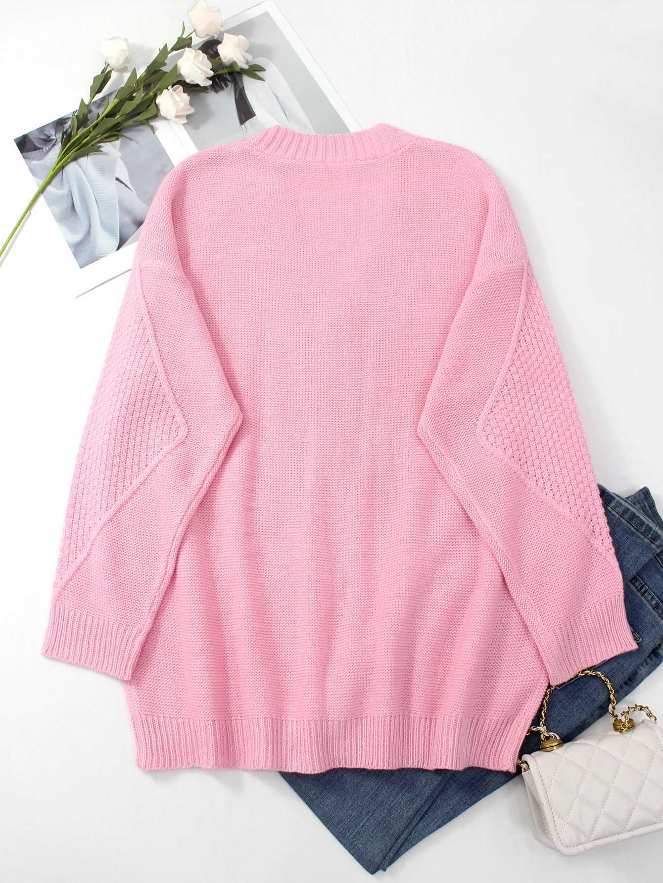 plus Size Pink Single-Button Open Cardigan Sweater for Spring Autumn Suitable Comfortable Soft Colorful Knitwear M260306
