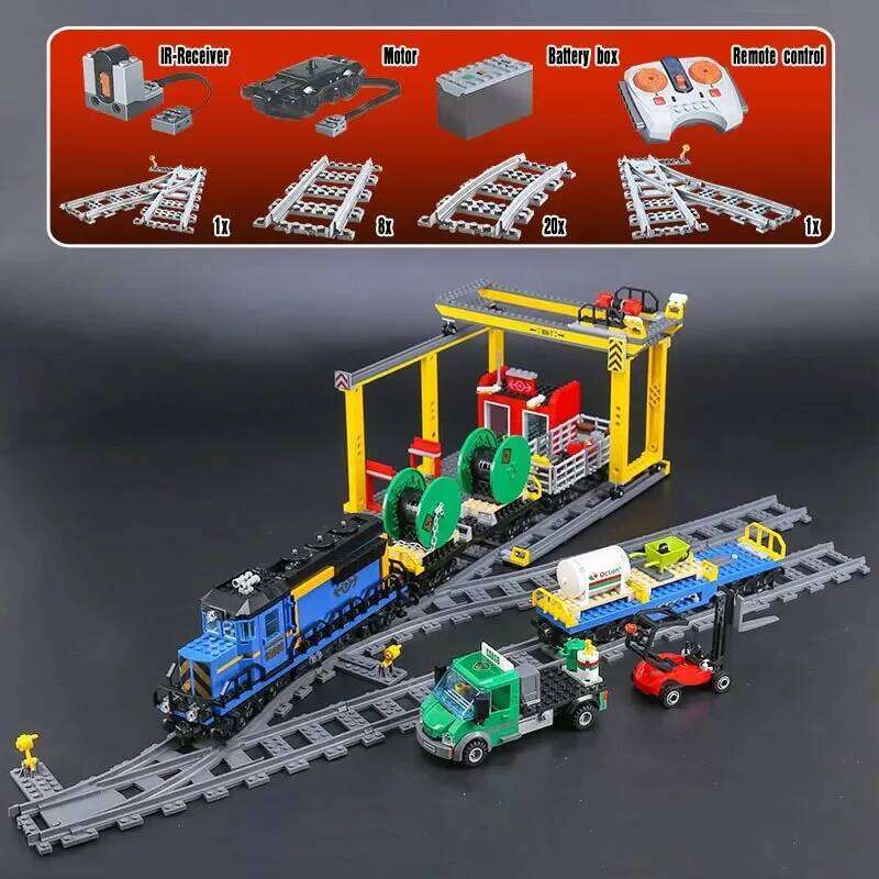 Compatible with 60052 Cargo Building Block NEW MOC Display Train Brick Toy Remote Control Model Christmas gift 02008 Z260306