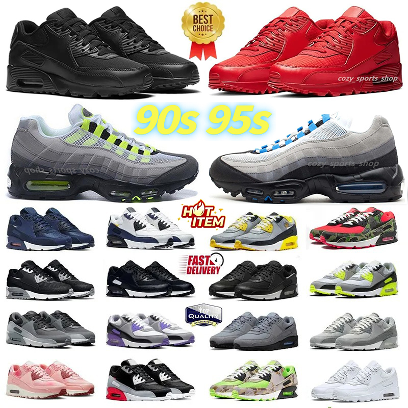 With Box Men 90s 95s Running Sports Shoes Neon Triple White Black Red Baroque Brown Wolf Grey Polka Dot Total Runner Hyper Grape Royal Women Trainer Sneakers